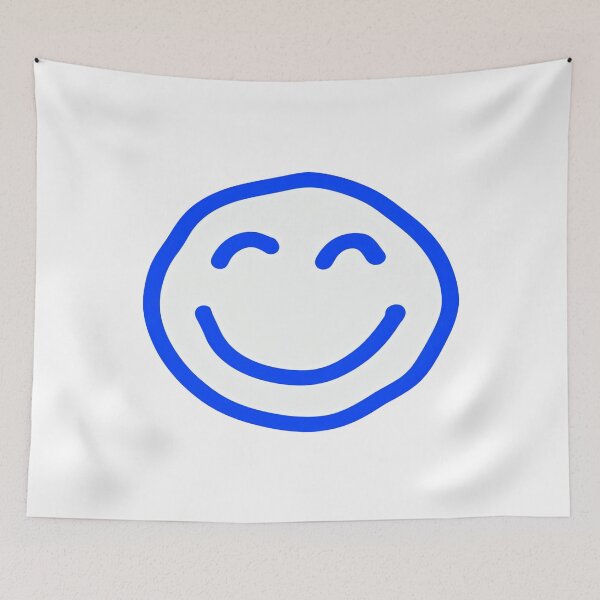 Item preview, Minimalist Blue Smiley Face | Simple Positive Vibes Aesthetic Line Art designed and sold by Bright Nest Studio.