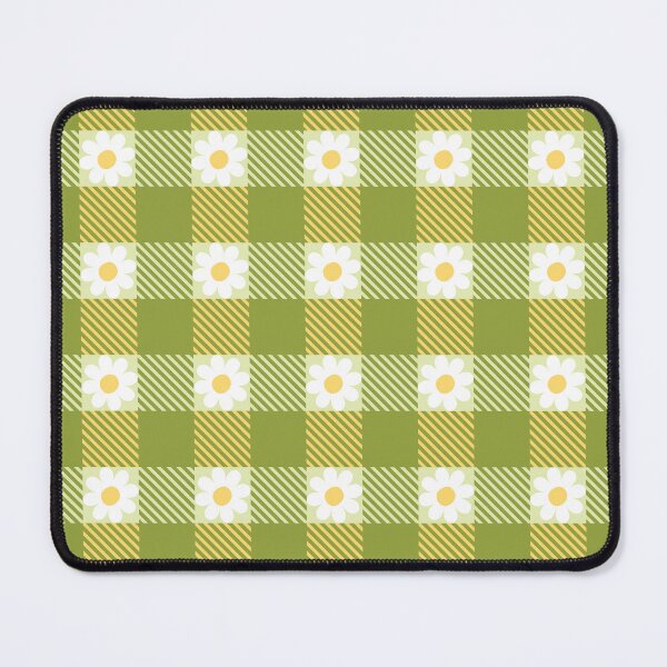 Item preview, Yellow Green Lumberjack Plaid, Scottish Tartan Gingham Checkered pattern with chamomile flowers designed and sold by CHERRY--SHOP.