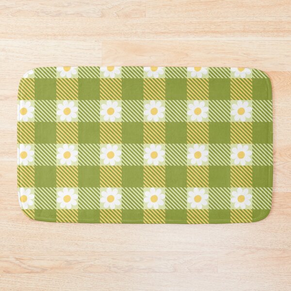Item preview, Yellow Green Lumberjack Plaid, Scottish Tartan Gingham Checkered pattern with chamomile flowers designed and sold by CHERRY--SHOP.