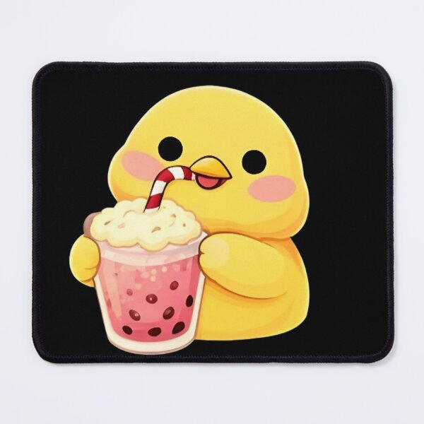 Item preview, Kawaii Yellow Chick Drinking Pink Boba Tea - Cute Chibi Bird Bubble Tea designed and sold by Trendora90.
