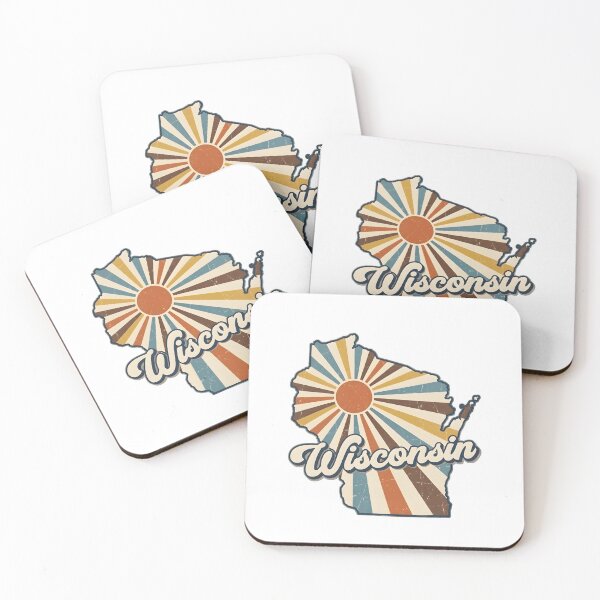 Item preview, Wisconsin Retro Sunset State Silhouette – Vintage Distressed Design designed and sold by Paper Drip.