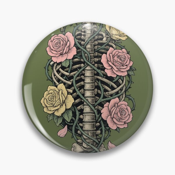 Item preview, Gothic Skeleton Rib Cage Rose Floral Art designed and sold by VibeMax.