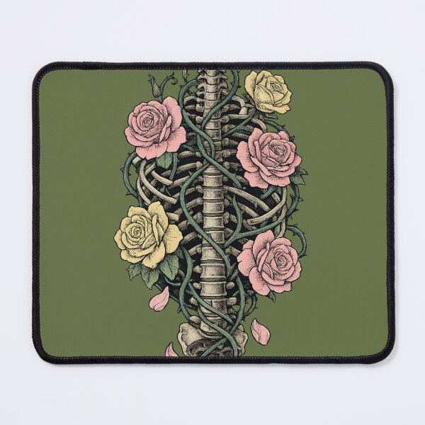 Item preview, Gothic Skeleton Rib Cage Rose Floral Art designed and sold by VibeMax.