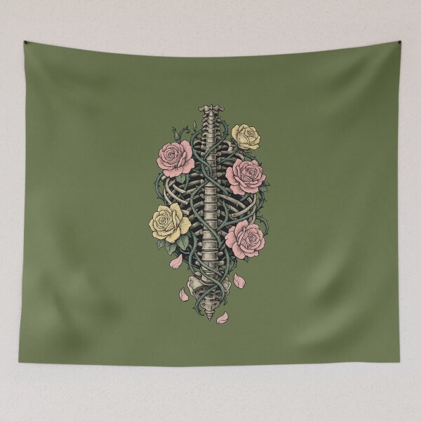 Item preview, Gothic Skeleton Rib Cage Rose Floral Art designed and sold by VibeMax.