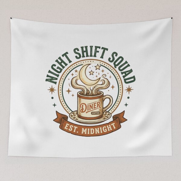 Item preview, Night Shift Squad Vintage Diner Coffee Moon Design designed and sold by urbinet.