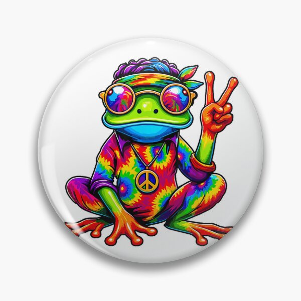 Item preview, Hippie Tie-Dye Frog, 70s Party & 60s Costume, Peace Sign designed and sold by alber-garnell.