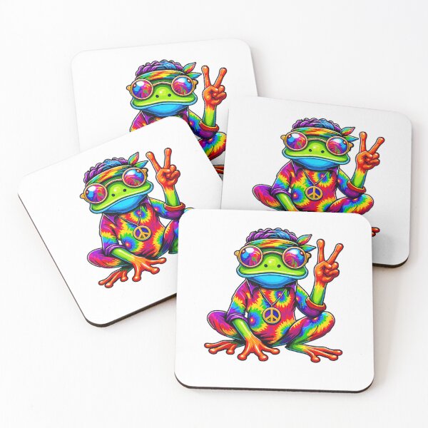 Item preview, Hippie Tie-Dye Frog, 70s Party & 60s Costume, Peace Sign designed and sold by alber-garnell.