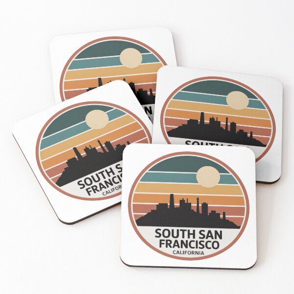 Item preview, South San Francisco California: Retro Skyline Sunset Badge designed and sold by CircinusStore.