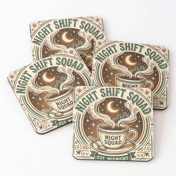 Item preview, Night Shift Squad Retro Coffee Moon City Design designed and sold by urbinet.