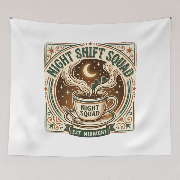 Item preview, Night Shift Squad Retro Coffee Moon City Design designed and sold by urbinet.