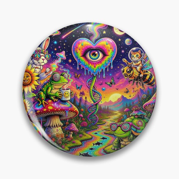 Item preview, Psychedelic Cosmic Garden - Trippy Animals, Rainbow River & Melting Heart Eye Art designed and sold by David Brookes Digital.