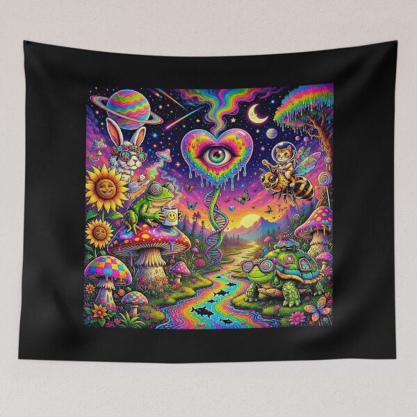 Item preview, Psychedelic Cosmic Garden - Trippy Animals, Rainbow River & Melting Heart Eye Art designed and sold by David Brookes Digital.