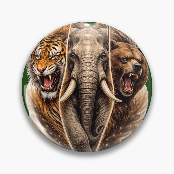 Item preview, Majestic Wild Animals Trio - Tiger Elephant Bear Illustration designed and sold by NeonKawaiiCo.