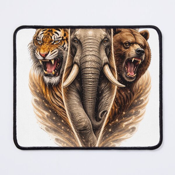 Item preview, Majestic Wild Animals Trio - Tiger Elephant Bear Illustration designed and sold by NeonKawaiiCo.