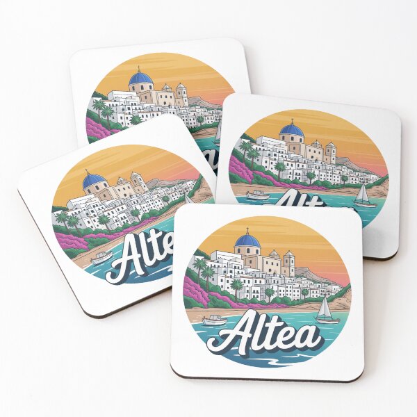 Item preview, Altea Spain: Mediterranean Sunset Coastal Village Badge designed and sold by CircinusStore.
