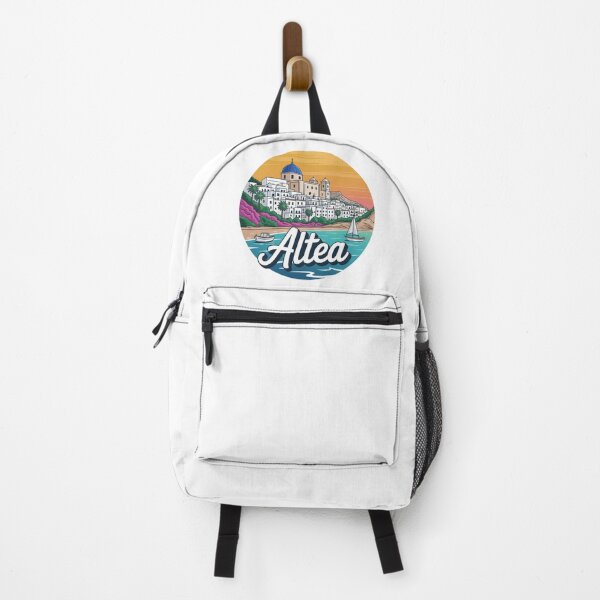 Item preview, Altea Spain: Mediterranean Sunset Coastal Village Badge designed and sold by CircinusStore.