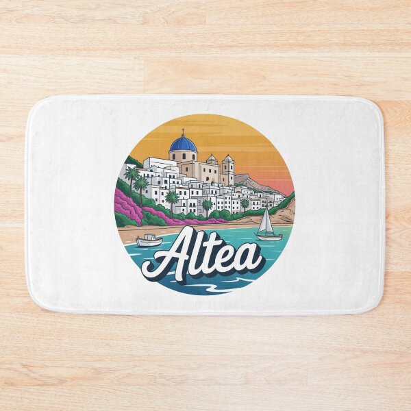 Item preview, Altea Spain: Mediterranean Sunset Coastal Village Badge designed and sold by CircinusStore.