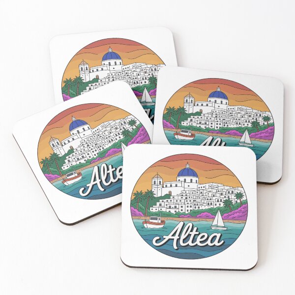 Item preview, Altea Spain: Sunset Coastal Village Badge designed and sold by CircinusStore.