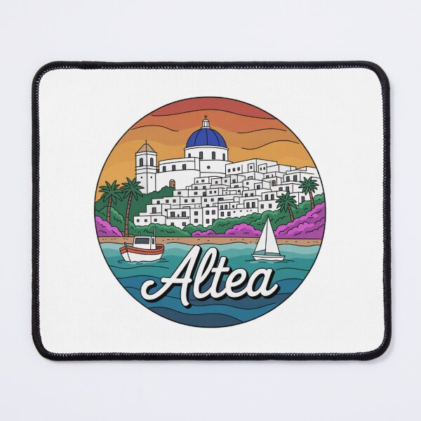 Item preview, Altea Spain: Sunset Coastal Village Badge designed and sold by CircinusStore.