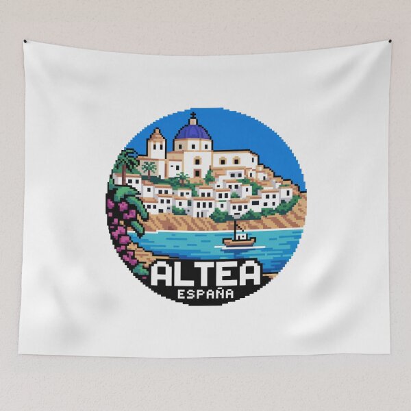 Item preview, Altea España: Pixel Art Mediterranean Coastal Village designed and sold by CircinusStore.