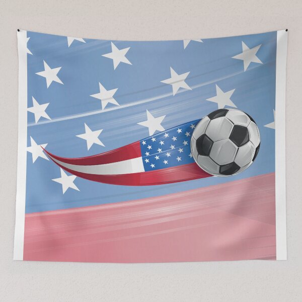 Item preview, United States of America flag with soccer ball with speed effect designed and sold by Doomko.