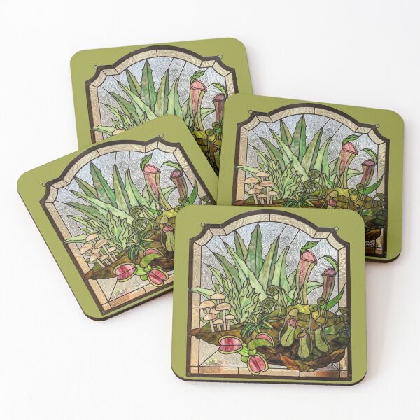 Item preview, Window of Stained Glass Succulents - green background designed and sold by LottiesLuck.