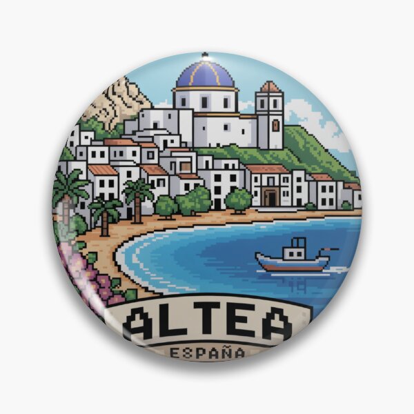 Item preview, Altea España: Pixel Art Mediterranean Coastal Scene designed and sold by CircinusStore.