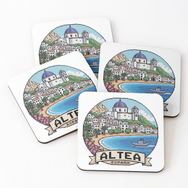 Item preview, Altea España: Pixel Art Mediterranean Coastal Scene designed and sold by CircinusStore.