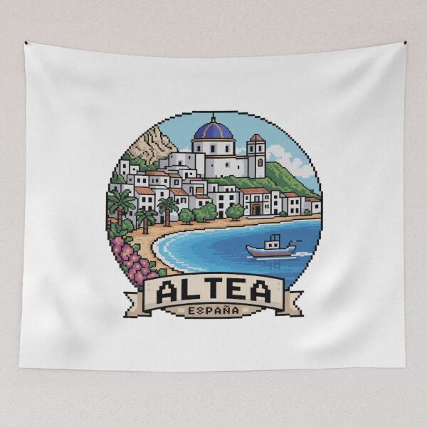 Item preview, Altea España: Pixel Art Mediterranean Coastal Scene designed and sold by CircinusStore.