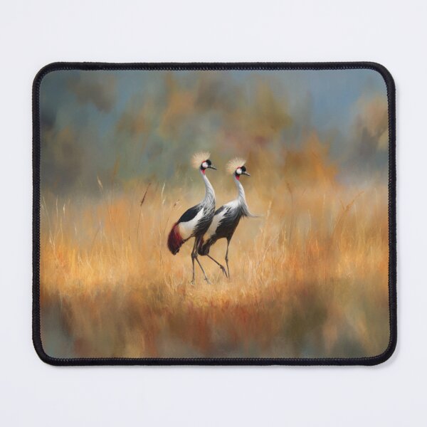Item preview, A pair of Crimson Crowned Cranes dancing in tall grass, Birds in Motion designed and sold by CDC40.