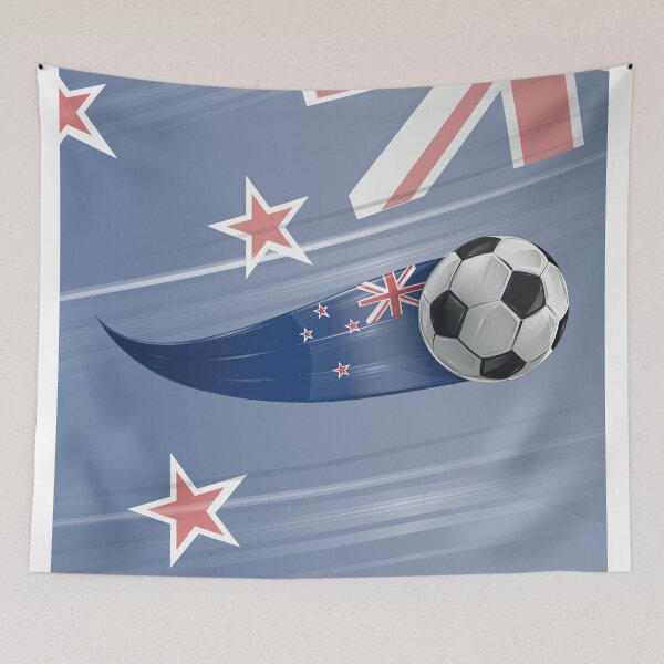 Item preview, New Zealand flag with soccer ball designed and sold by Doomko.