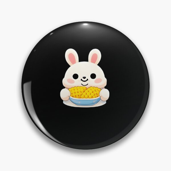 Item preview, Kawaii White Rabbit Eating Golden Corn Bowl - Cute Chibi Bunny Snack designed and sold by Trendora90.