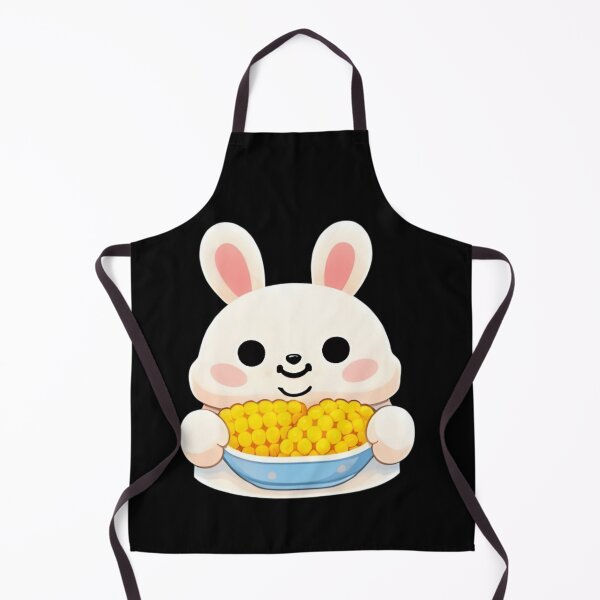 Item preview, Kawaii White Rabbit Eating Golden Corn Bowl - Cute Chibi Bunny Snack designed and sold by Trendora90.