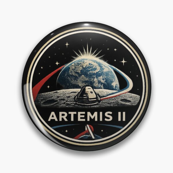 Artikelvorschau, Retro Moon Artemis – Earthrise Crew Exploration Badge entworfen und verkauft von OneMoments.