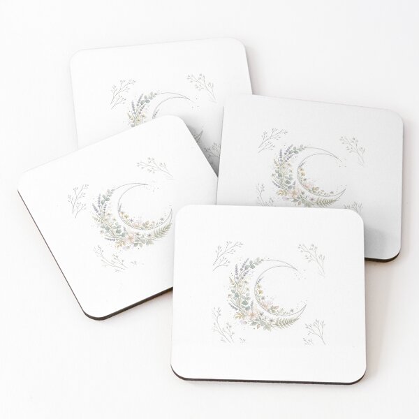Item preview, Hand-drawn Botanical Watercolor Crescent Moon Flowers Minimalist Aesthetics designed and sold by FloraDesign-228.