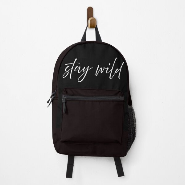 Item preview, Stay Wild Minimal White Typography Quote on Black Background Aesthetic Script Design designed and sold by onubi.