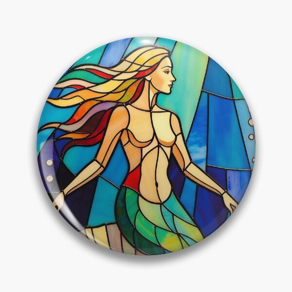 Item preview, Stained Glass Mermaid - Colorful Ocean Sunlight Fantasy Art designed and sold by David Brookes Digital.