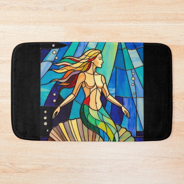 Item preview, Stained Glass Mermaid - Colorful Ocean Sunlight Fantasy Art designed and sold by David Brookes Digital.