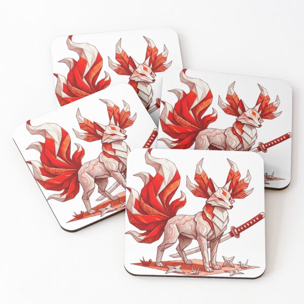 Item preview, Origami Samurai Fox - Japanese Kitsune Paper Art & Katana Warrior designed and sold by MT-Hub | Cute Aesthetic Art, Stickers & Phone Cases.