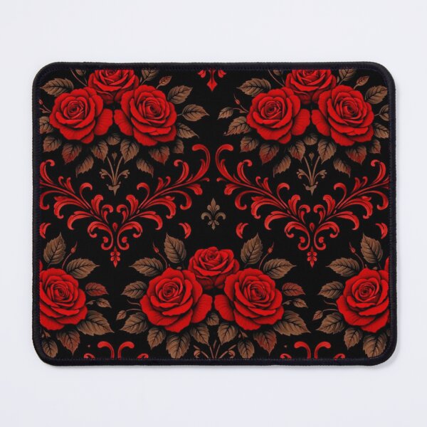 Item preview, Victorian Gothic Rose Pattern - Black and Red Damask designed and sold by Myra365Art.