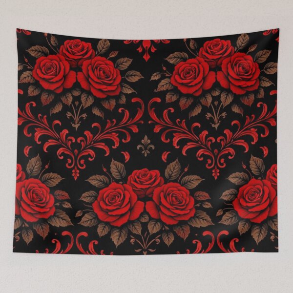 Item preview, Victorian Gothic Rose Pattern - Black and Red Damask designed and sold by Myra365Art.