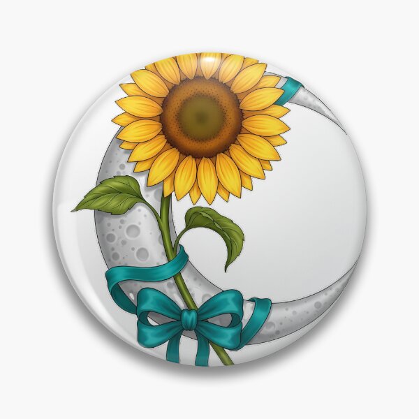 Item preview, Golden Sunflower Wrapped Around Crescent Moon Teal Ribbon designed and sold by pumsquare.