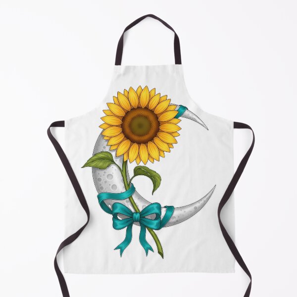 Item preview, Golden Sunflower Wrapped Around Crescent Moon Teal Ribbon designed and sold by pumsquare.