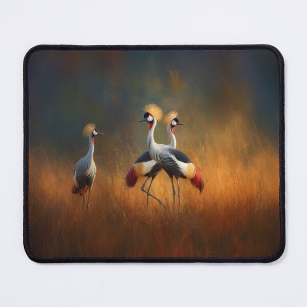 Item preview, A pair of Crimson Crowned Cranes dancing in tall grass, Birds in Motion designed and sold by CDC40.