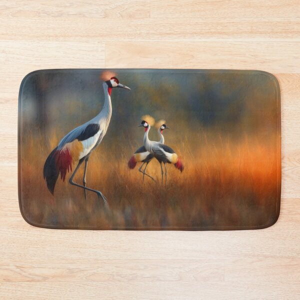 Item preview, A pair of Crimson Crowned Cranes dancing in tall grass, Birds in Motion designed and sold by CDC40.