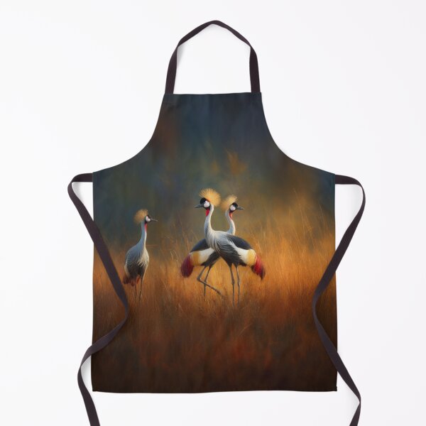 Item preview, A pair of Crimson Crowned Cranes dancing in tall grass, Birds in Motion designed and sold by CDC40.