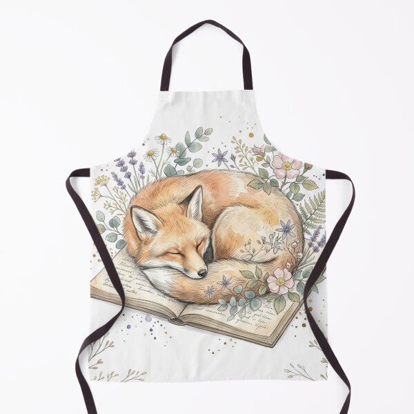 Item preview, Hand-drawn Vintage Watercolor Sleeping Fox Coiling Celestial Wildflowers Art designed and sold by FloraDesign-228.