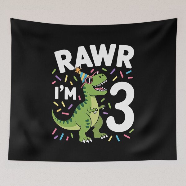 Item preview, Three Rawr I'm 3 Years Old T Rex Dinosaur 3rd Birthday Boys designed and sold by fferomananul.