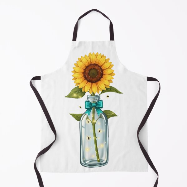 Item preview, Sunflower In Glass Bottle Little Fireflies Teal Bow designed and sold by pumsquare.
