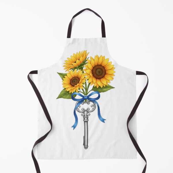 Item preview, Sunflower Sprig Tied Around Silver Key Blue Ribbon designed and sold by pumsquare.